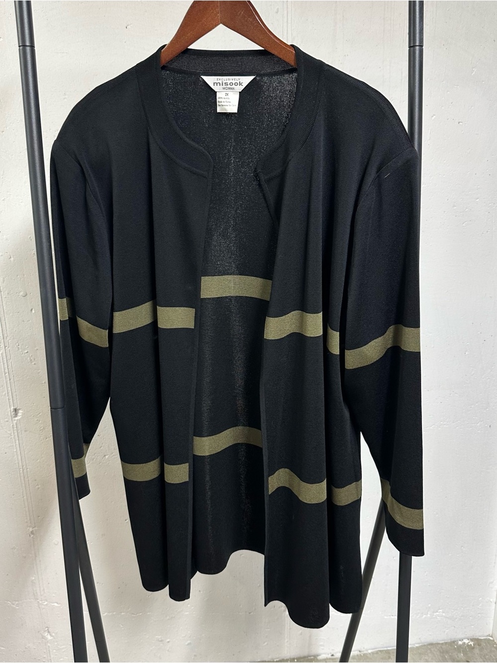 Misook Black Knit Open-Front Sweater
